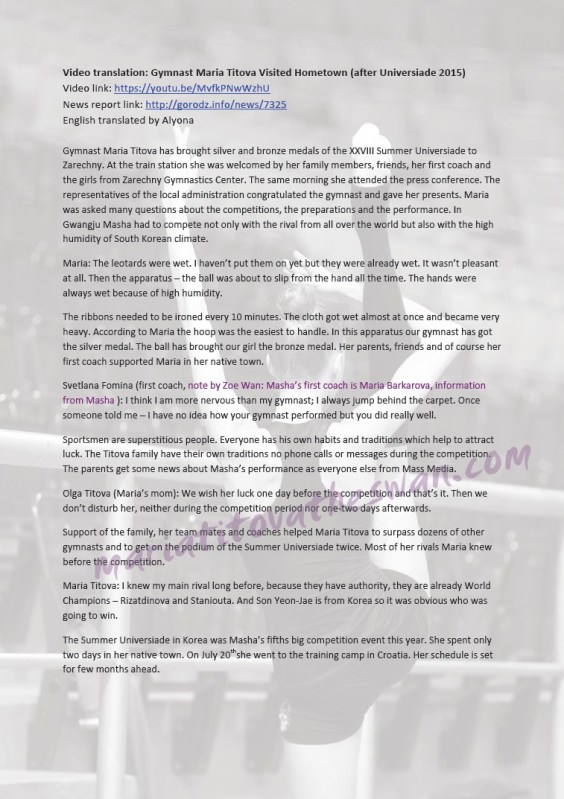 Gymnast Maria Titova Visited Hometown-SNAP